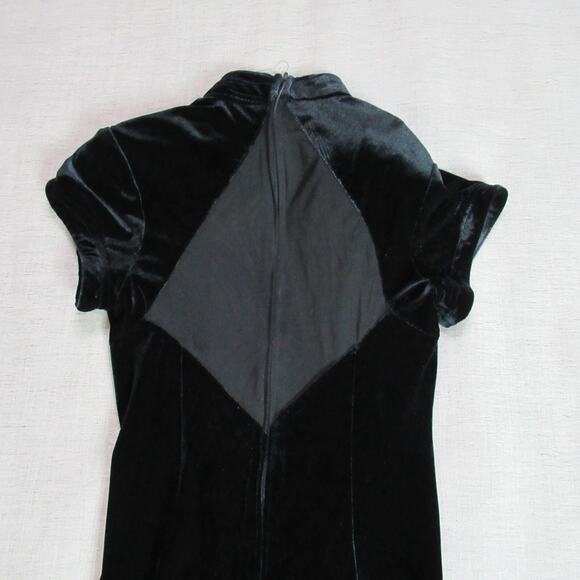 Vintage Night Way Dress Size 10P Black Velvet Y2K 90s Vamp Goth Prom Gown USA - Picture 4 of 10